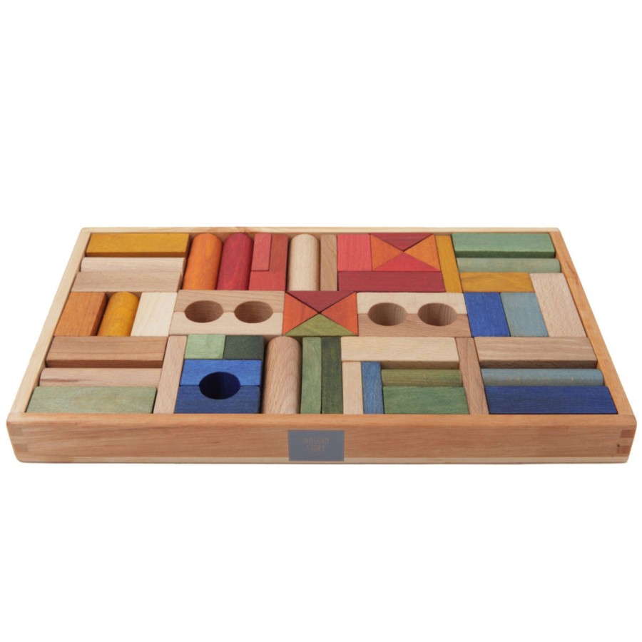 Creative Play Wooden Story Blocks, Puzzles & Games | Wooden Story Rainbow Wooden Blocks In Tray, 54Pcs